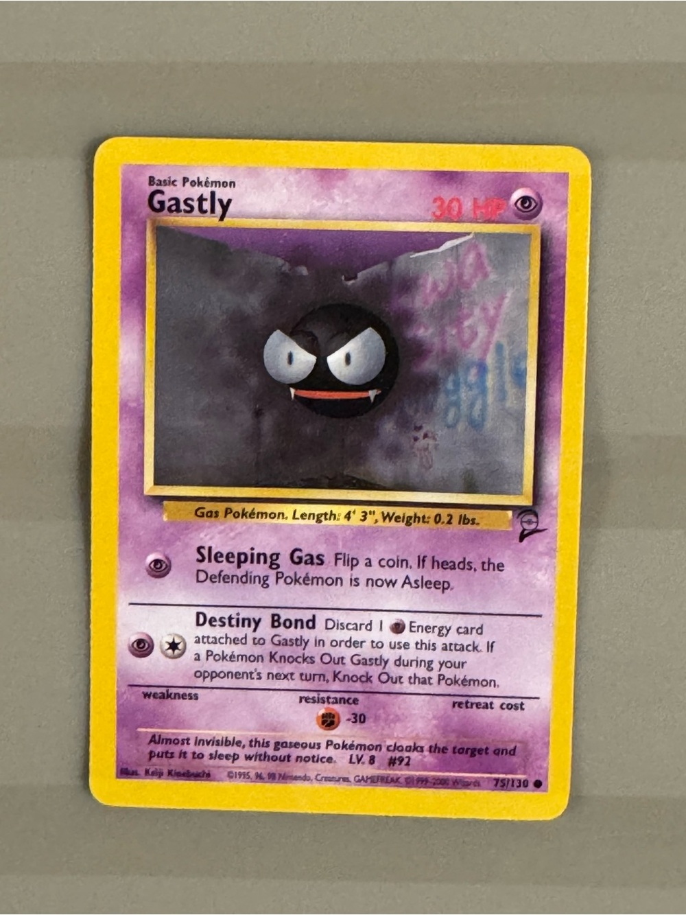 Gastly Pokémon Trading Card - Purple & Yellow